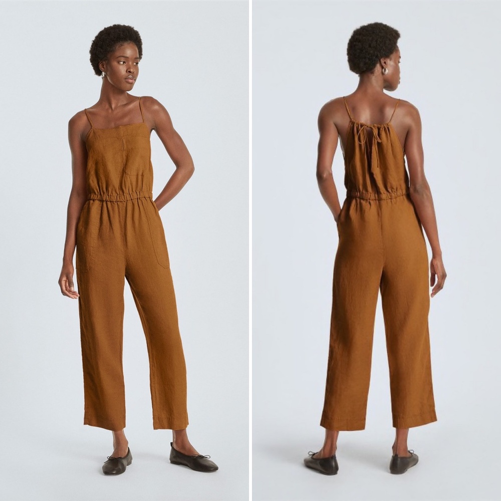 ✨NWT✨ EVERLANE The Linen Shoestring Jumpsuit in Spice Sz Small